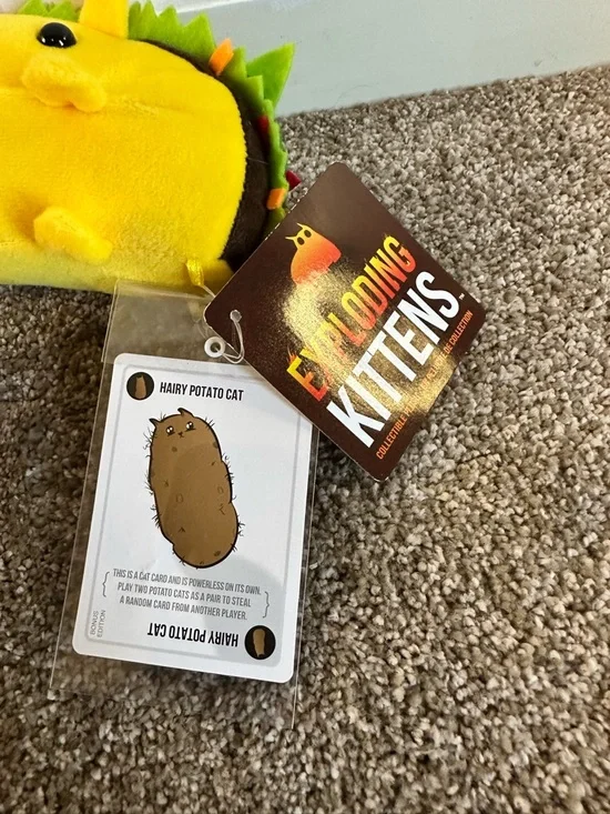 Exploding Kittens Taco Cat 7" Plush Stuffed Animal Yellow Anthropomorphic - Picture 3 of 8